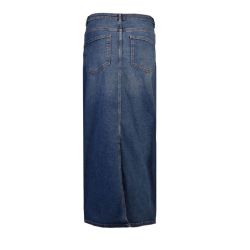 Jupe longue denim brut bleue droite fente arrière avec poches Femme PIECES