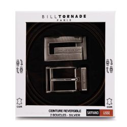 Ceinture réversible cuir vachette double boucles Homme BILL TORNADE