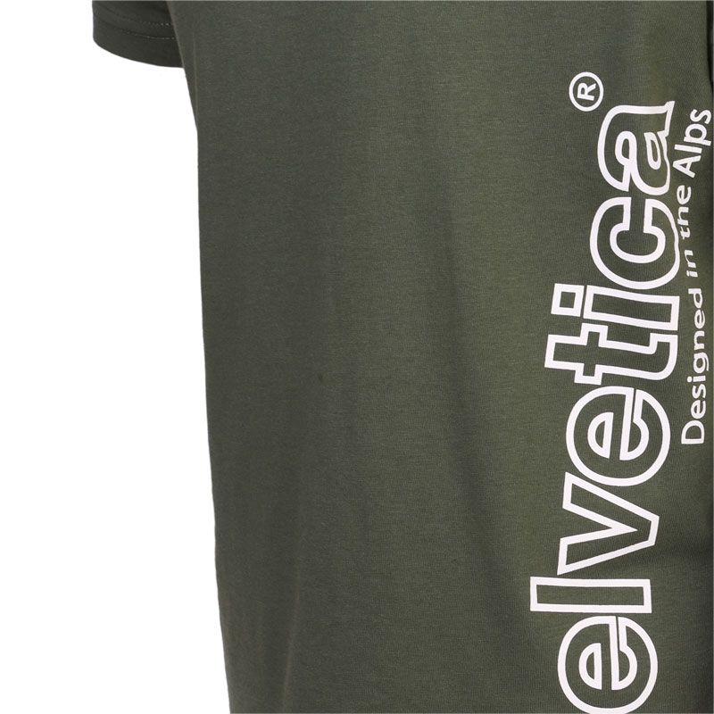 Tee shirt khaki manche courte avec logo 12 geneve Homme HELVETICA