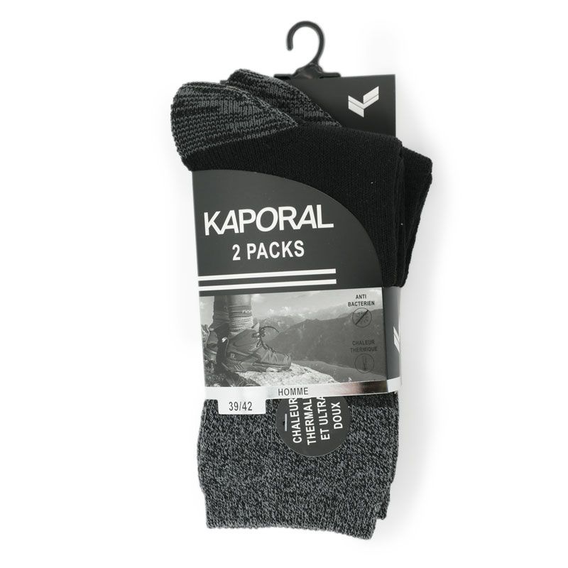 Pack de 2 chaussettes homme chaleur tyron 39-42/43-46 Homme KAPORAL Pack de 2 chaussettes homme chaleur tyron 39-42/43-46 Homme KAPORAL