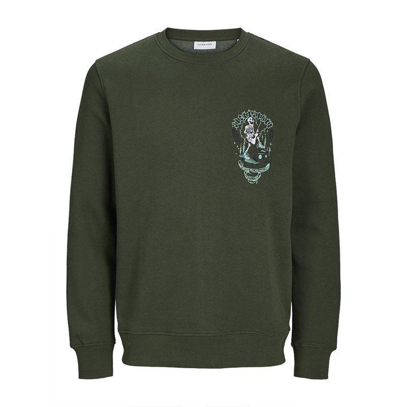 Jjskull rock sweat crew neck kombu green Homme JACK & JONES