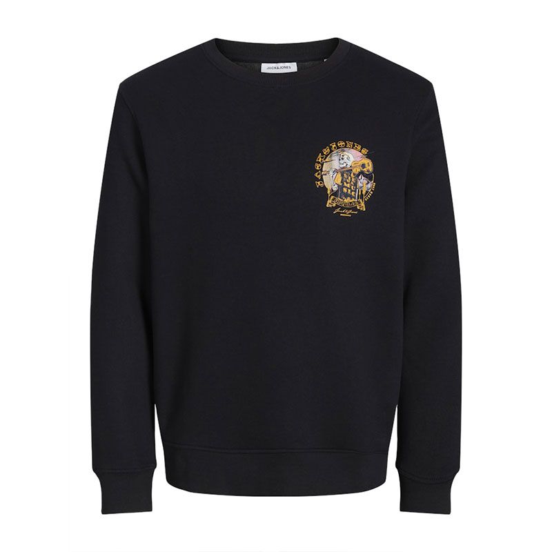 Jjskull rock sweat crew neck black Homme JACK & JONES