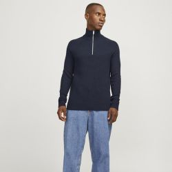 Jjpannel knit half zip aw24 black Homme JACK & JONES