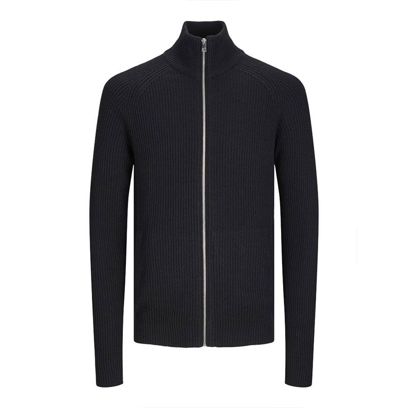 Jjpannel knit zip cardigan aw24 black Homme JACK & JONES