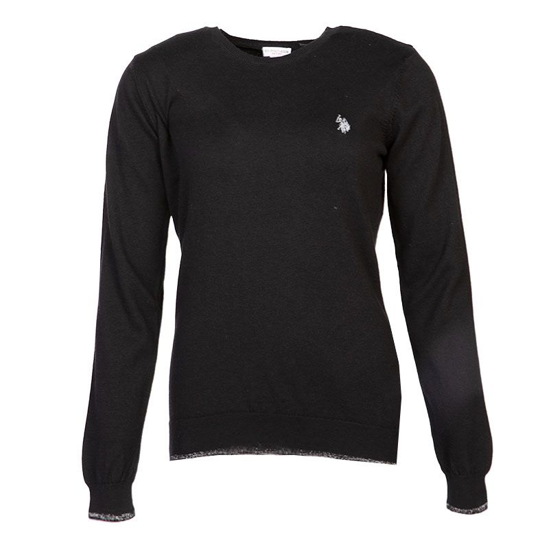 Pull fin ml noir col rond 64809 Femme US POLO