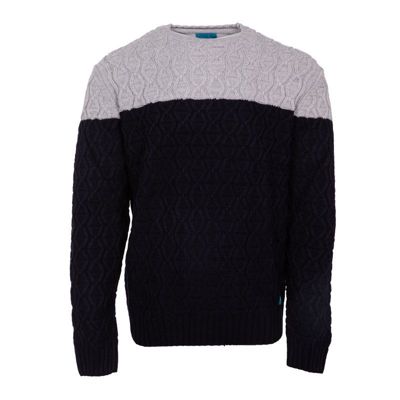 Pull col roule mo140421 navy brown Homme BEST MOUNTAIN