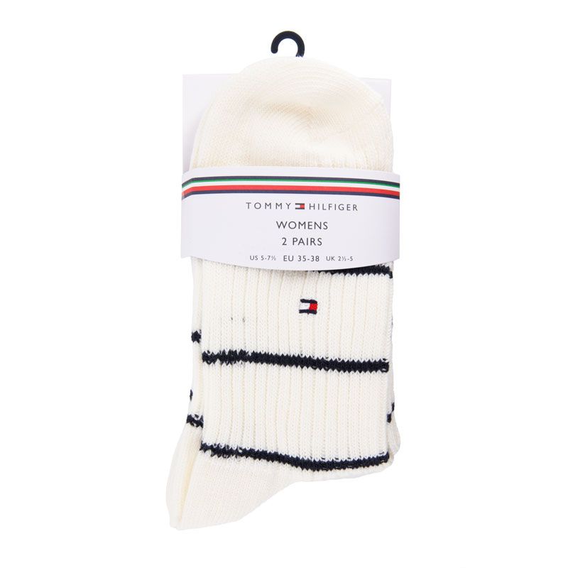 Chaussette th femme off white short sock 2p breton str, 35/42 Femme TOMMY HILFIGER