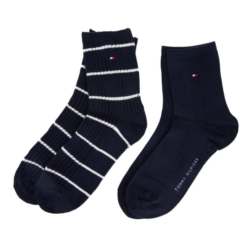 Chaussette th femme navy short sock 2p breton str, 35/38 Femme TOMMY HILFIGER