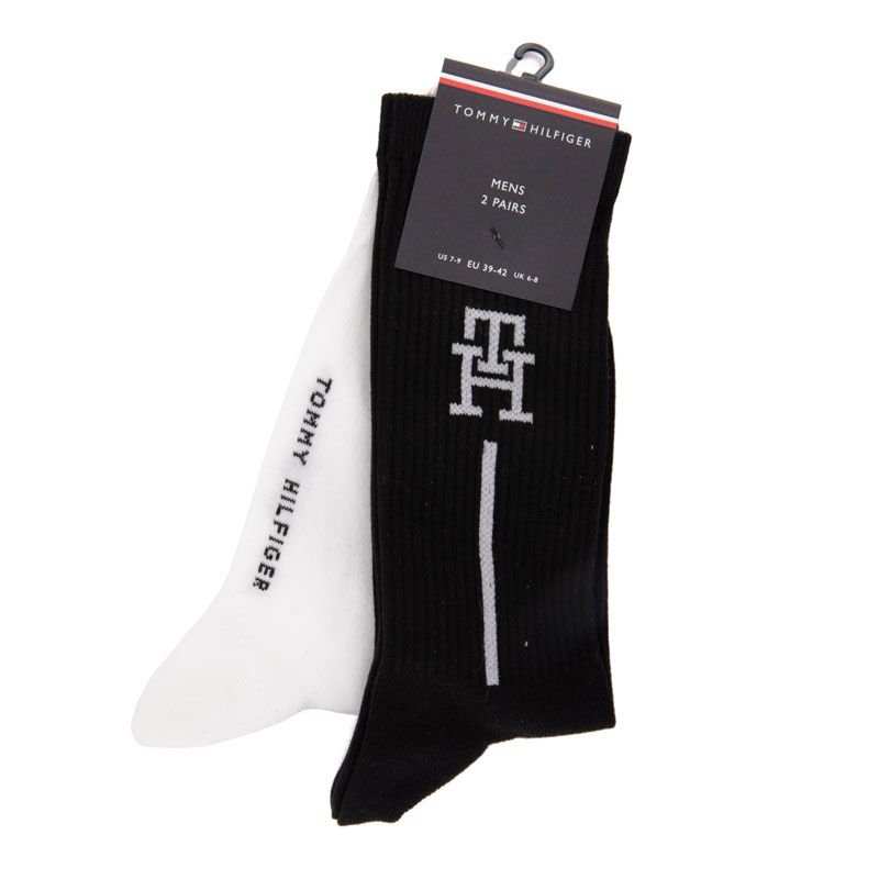 Chaussette th homme black/whitesock 2p monogram, 39/46 Homme TOMMY HILFIGER