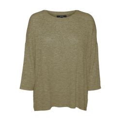 Pull Brianna oversize manches 3/4 kaki mélangé Femme VERO MODA