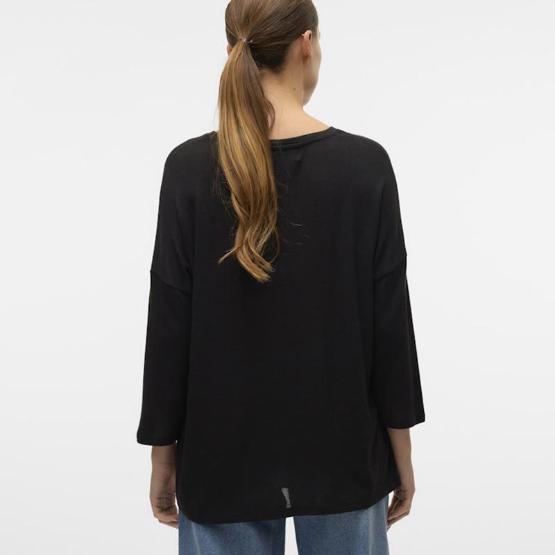 Pull noir oversize en maille manches 3/4 Brianna Femme VERO MODA