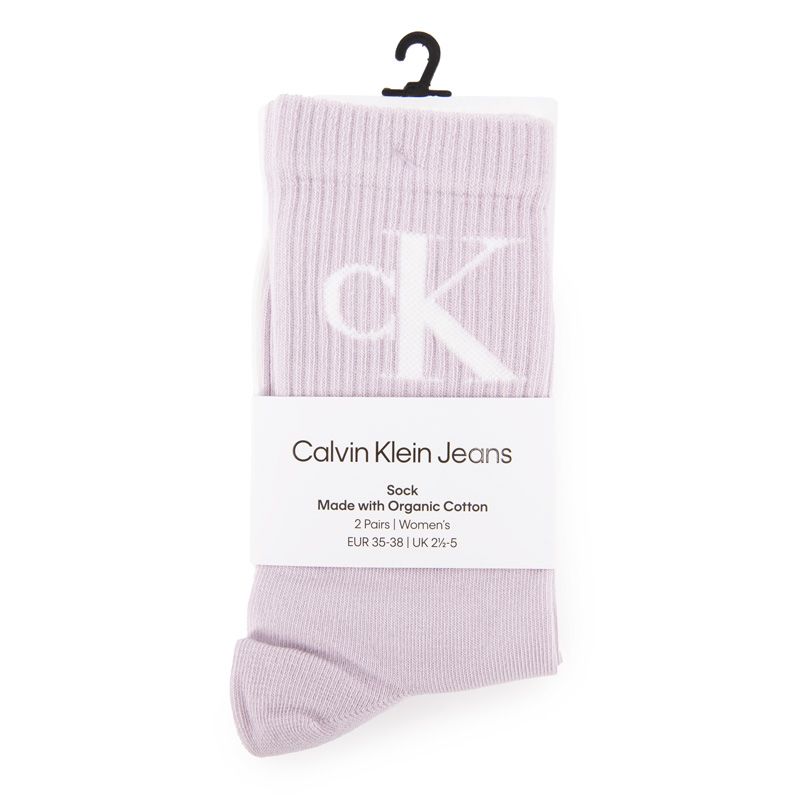 Chaussette ckj femme purple/white sock 2p monogram 35/38 Femme CALVIN KLEIN