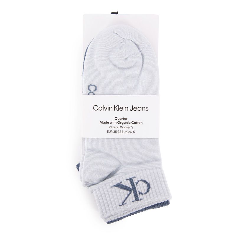 Chaussetteckj femme pink/white quarter 2p monogram 35/42 Femme CALVIN KLEIN