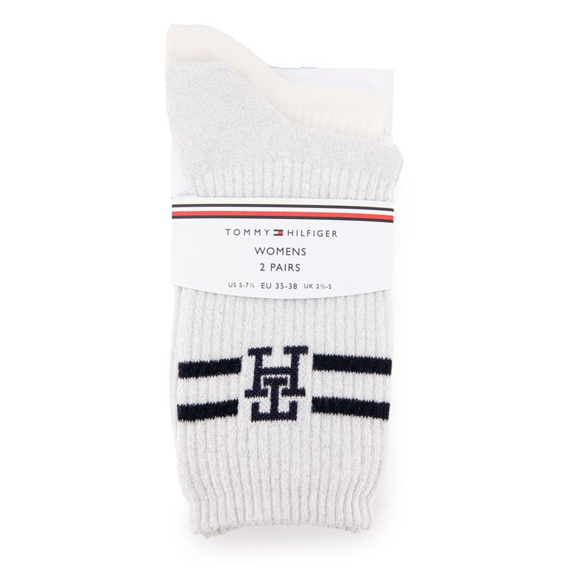 Chaussette th femme off white sock 2p monogram, 35/38 Femme TOMMY HILFIGER