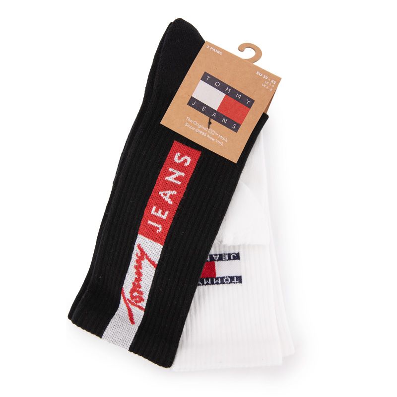 CHAUSSETTE TH MIXTE BLACK/WHITE TJ SOCK 2P VERTICAL LOGO, 35/46