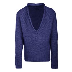 Pull grand col V manches longues maille tricotée Homme AMERICAN VINTAGE