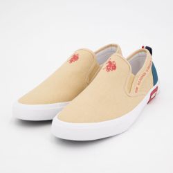 Baskets à enfiler tissu uni semelle blanche Homme US POLO