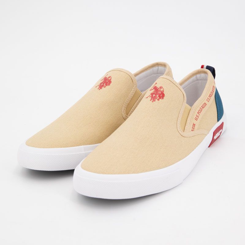 Baskets à enfiler tissu uni semelle blanche Homme US POLO