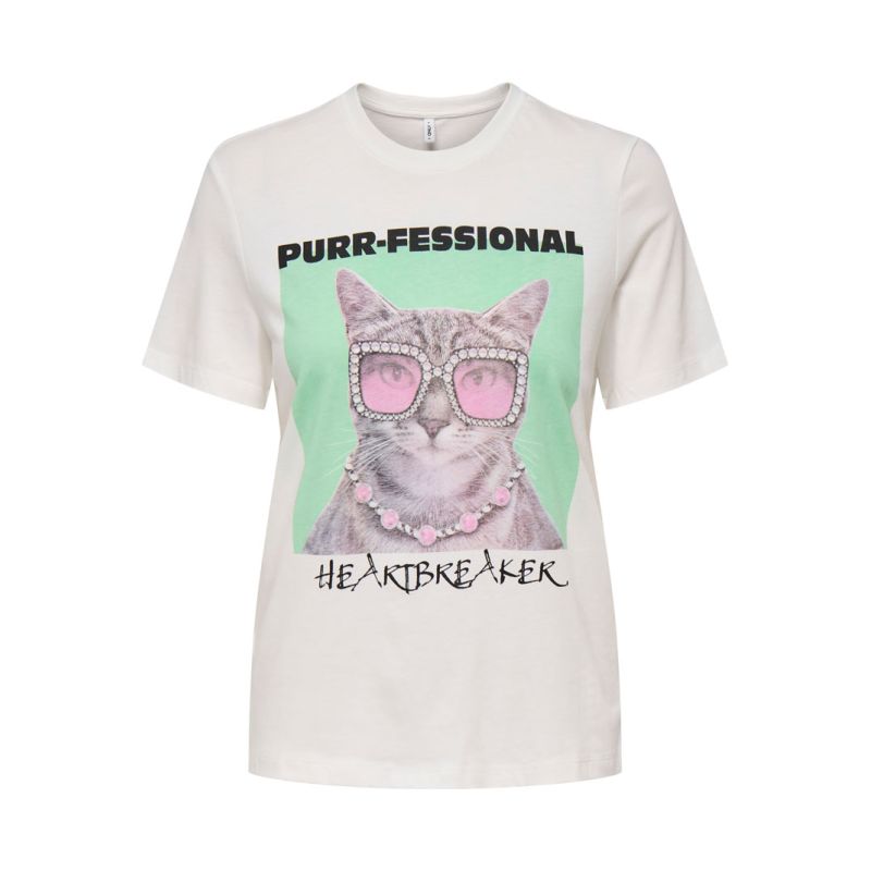Tee shirt onlhariettte cloud dancer heartbreaker 15343670-4276 Femme ONLY