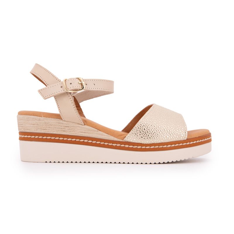 Sandales compensées marron à motif Femme BIOSTOCK