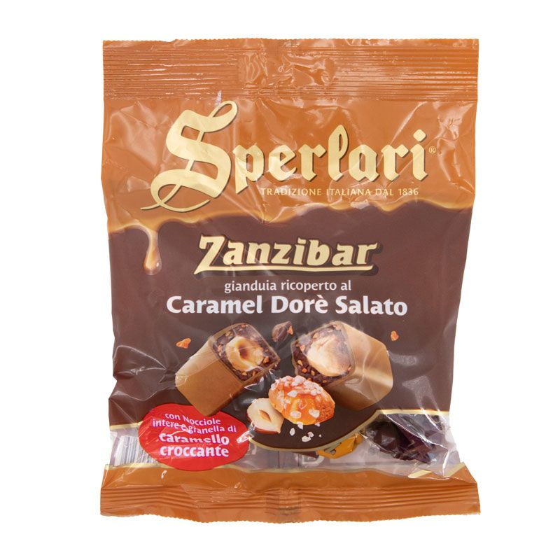 Sachet 117g praline chocolat lait et aux noisettes enrobe de chocolatMixte SPERLARI