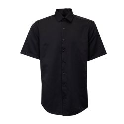 Chemise unie mc regular noire bill302 Homme BILL TORNADE