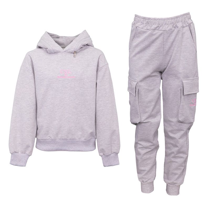 ENSEMBLE JOGGING FILLE GRIS ROSE HIVERCL194 4/14 ANS