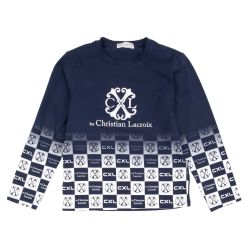 Tee shirt ml garcon bleu marine, blanc perm z187 4/14 ans Enfant CXL BY CHRISTIAN LACROIX