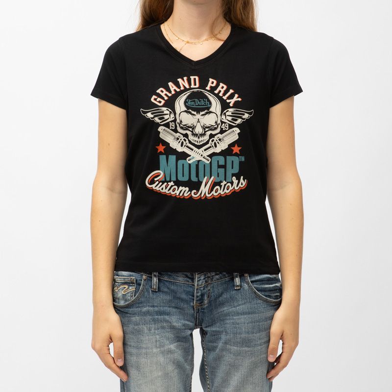 Tee shirt col v jersey moto gp x von dutch vdmgp/2/tv/moto23 Femme VON DUTCH