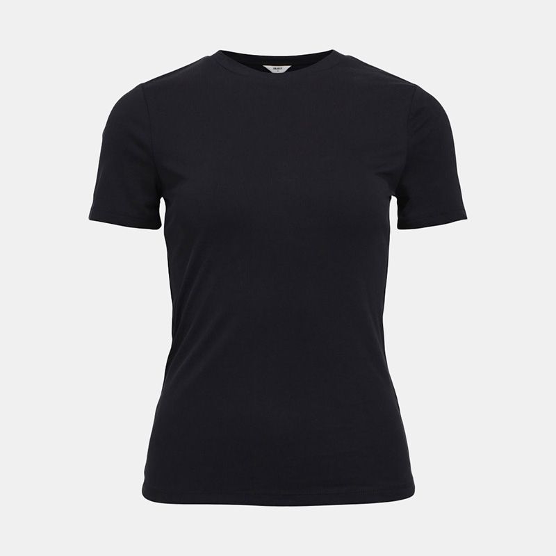 Tee shirt basique noir Jannie manches courtes Femme OBJECT