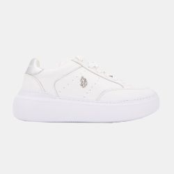 Baskets à lacets blancs semelle épaisse blanche Femme US POLO