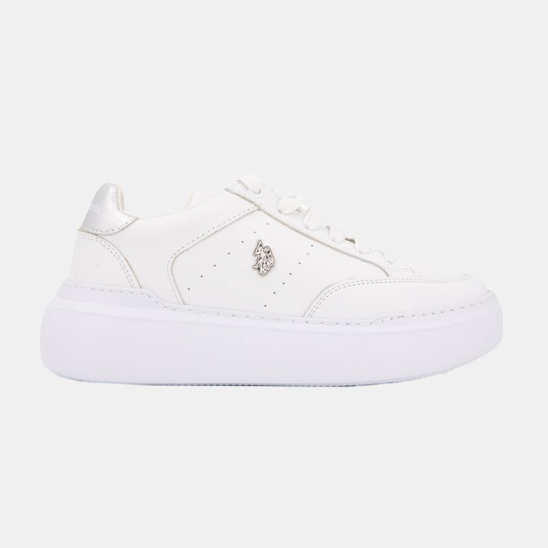 Baskets à lacets blancs semelle épaisse blanche Femme US POLO Baskets à lacets blancs semelle épaisse blanche Femme US POLO