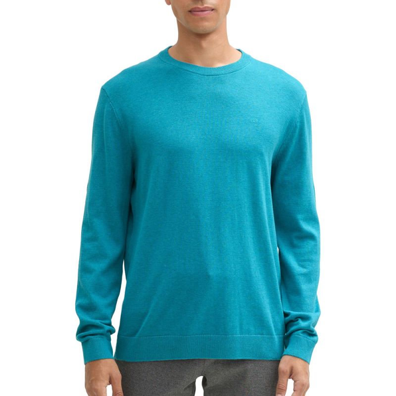Pull turquoise blue melange 1039805055 Homme TOM TAILOR