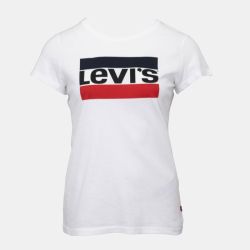 Tee shirt grand logo bleu rouge coton Femme LEVI'S