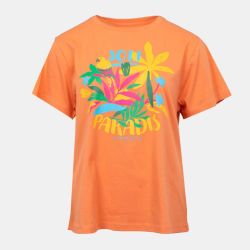 Tee shirt orange Paradis avec plantes tropicales Femme LA PETITE ETOILE