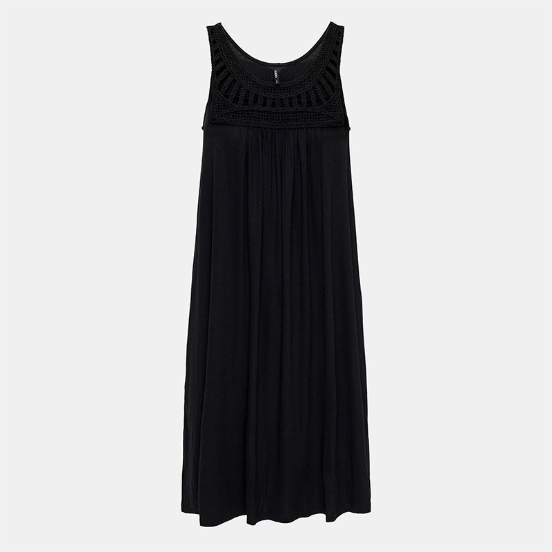 Robe col rond noir droite Femme ONLY Robe col rond noir droite Femme ONLY