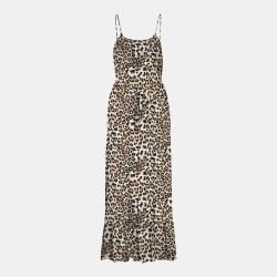 Robe maxi fines bretelles imprimé léopard décolleté rond Femme VERO MODA