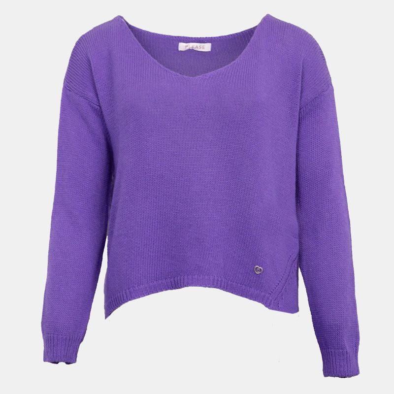 Pull erba maille asymétrique tricoté Femme PLEASE