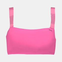 Bandeau haut de maillo fluo pink avec logo noir Femme PUMA