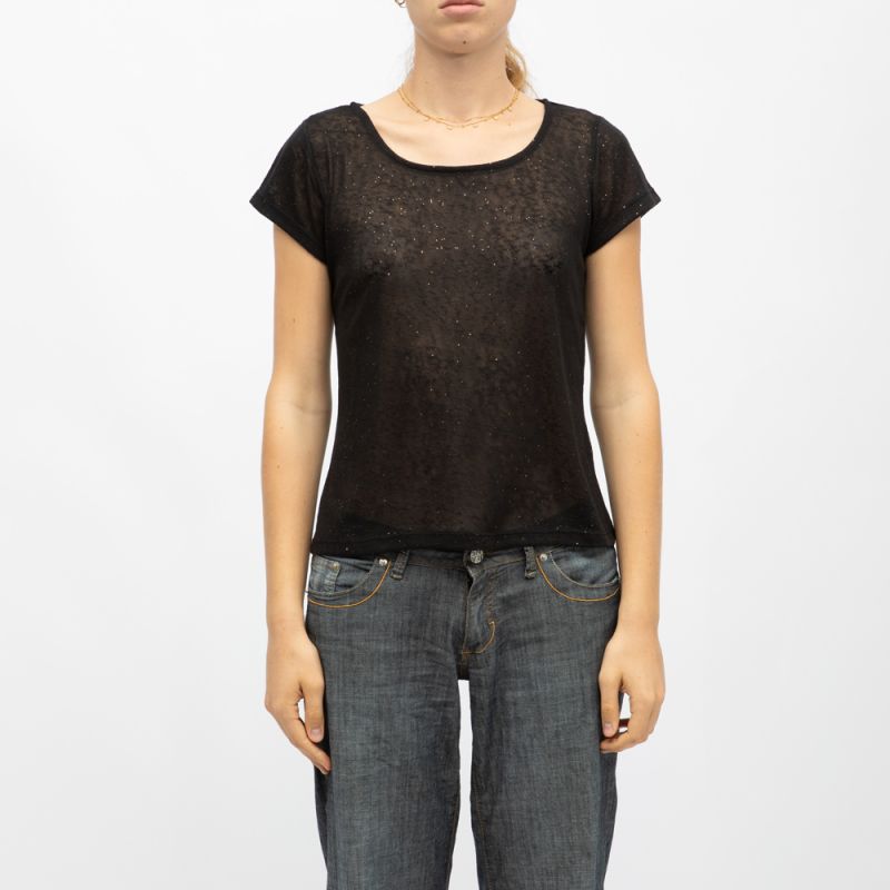 TEE SHIRT MC GLITTER BLACK P118W
