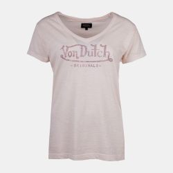 Tee shirt col v strass logo chiné Femme VON DUTCH