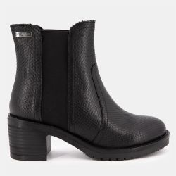 Bottines en cuir mine à motif serpent noir Femme LES TROPEZIENNES PAR M.BELARBI