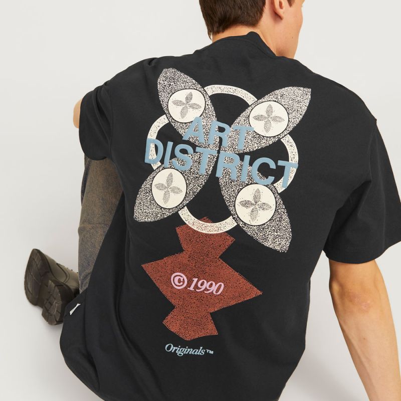 Tee shirt jwhnoho back graphic black 12285928 4400 Homme JACK & JONES