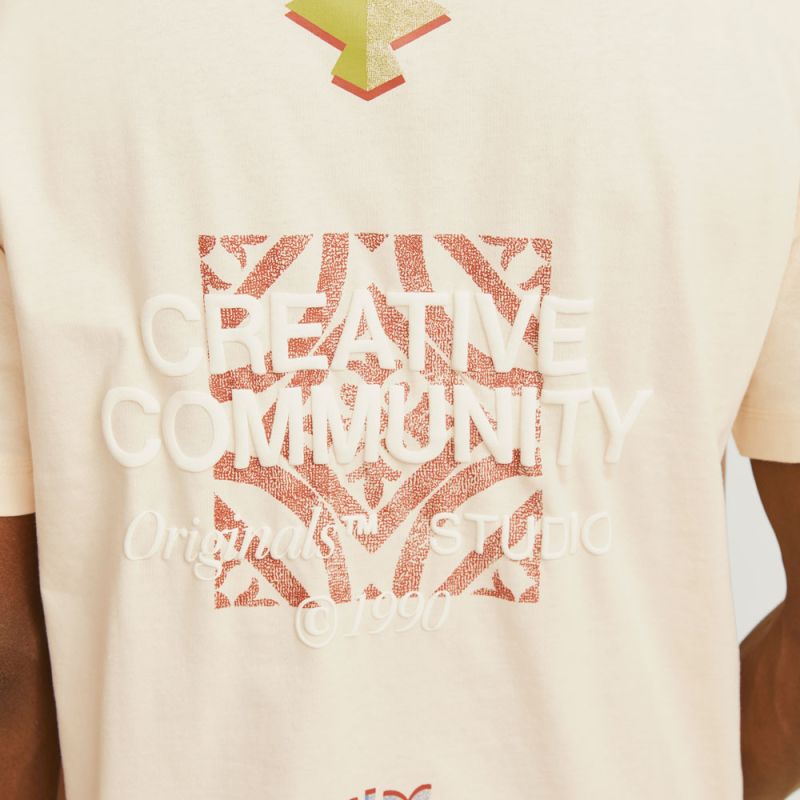 Tee shirt jwhnoho back graphic buttercream 12285928 4400 Homme JACK & JONES