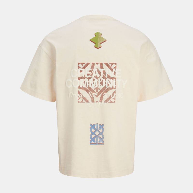 Tee shirt jwhnoho back graphic buttercream 12285928 4400 Homme JACK & JONES