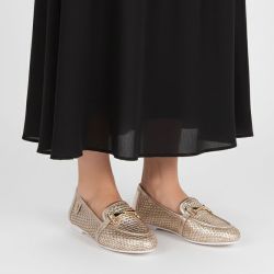 Mocassin cuir tissé cherry avec boucle Femme US POLO