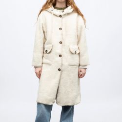 Veste sherpa longue a capuche beige h24chels Femme GOLD AND SILVER
