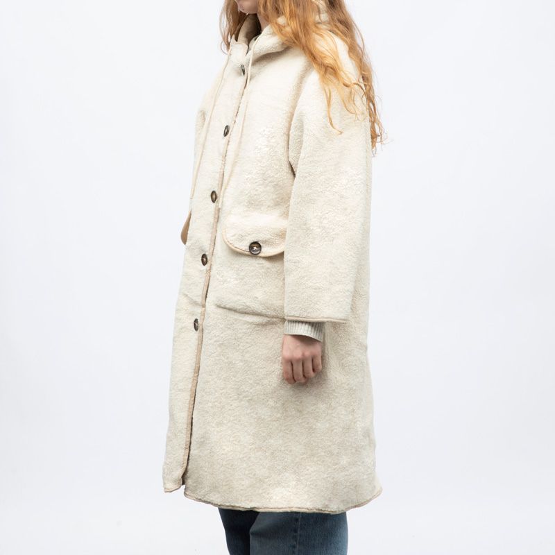 Veste sherpa longue a capuche beige h24chels Femme GOLD AND SILVER