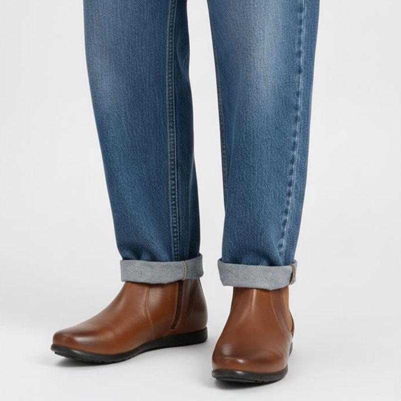 Bottines chelsea cuir cognac semelle noire Homme PIERRE CARDIN