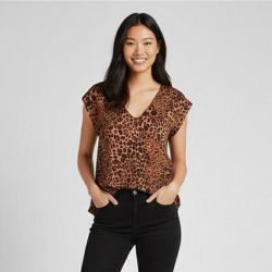 Top manches courtes marrin imprimé animal Femme IMPERIAL